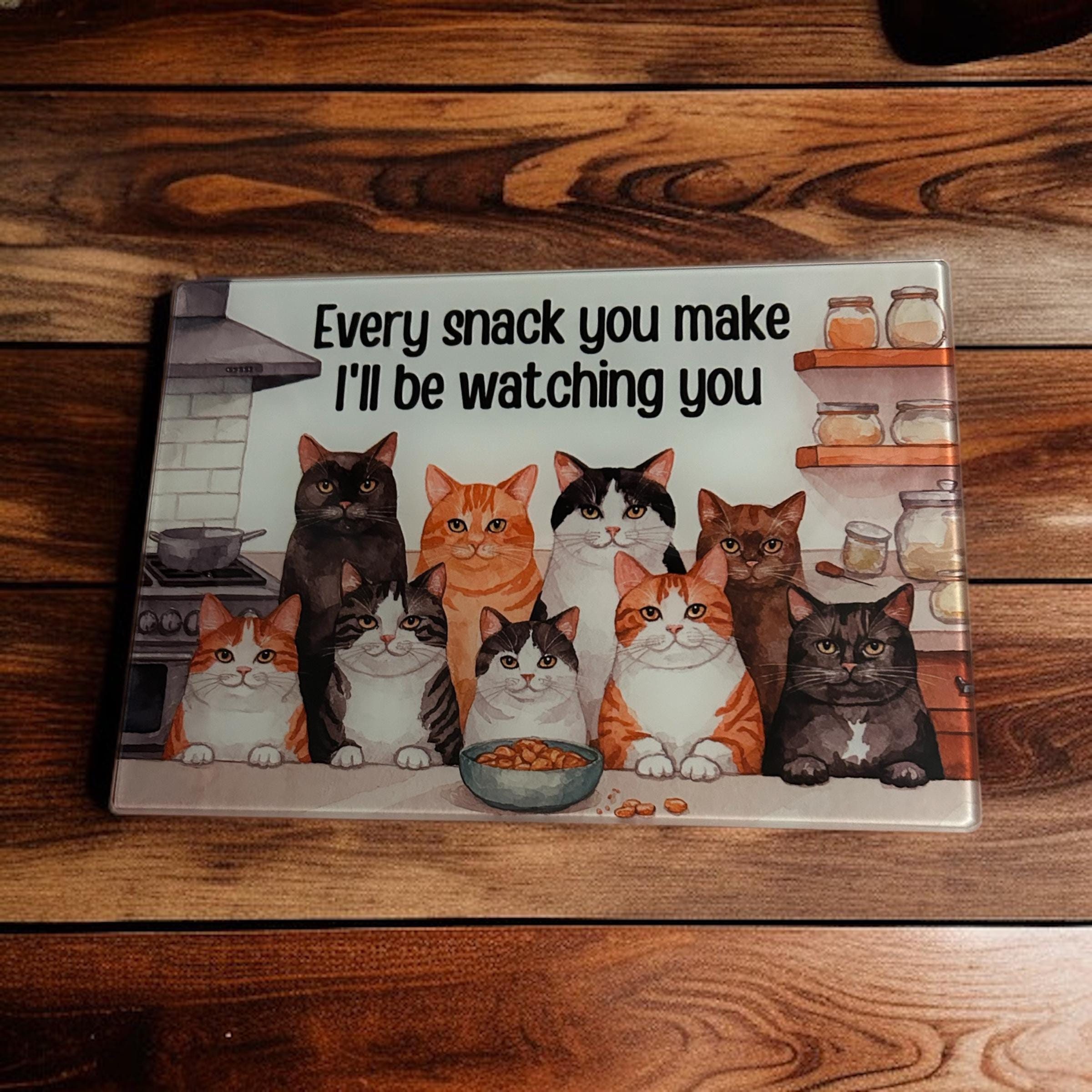 Cat Glass Worktop Saver - Heat Resistant Chopping Board